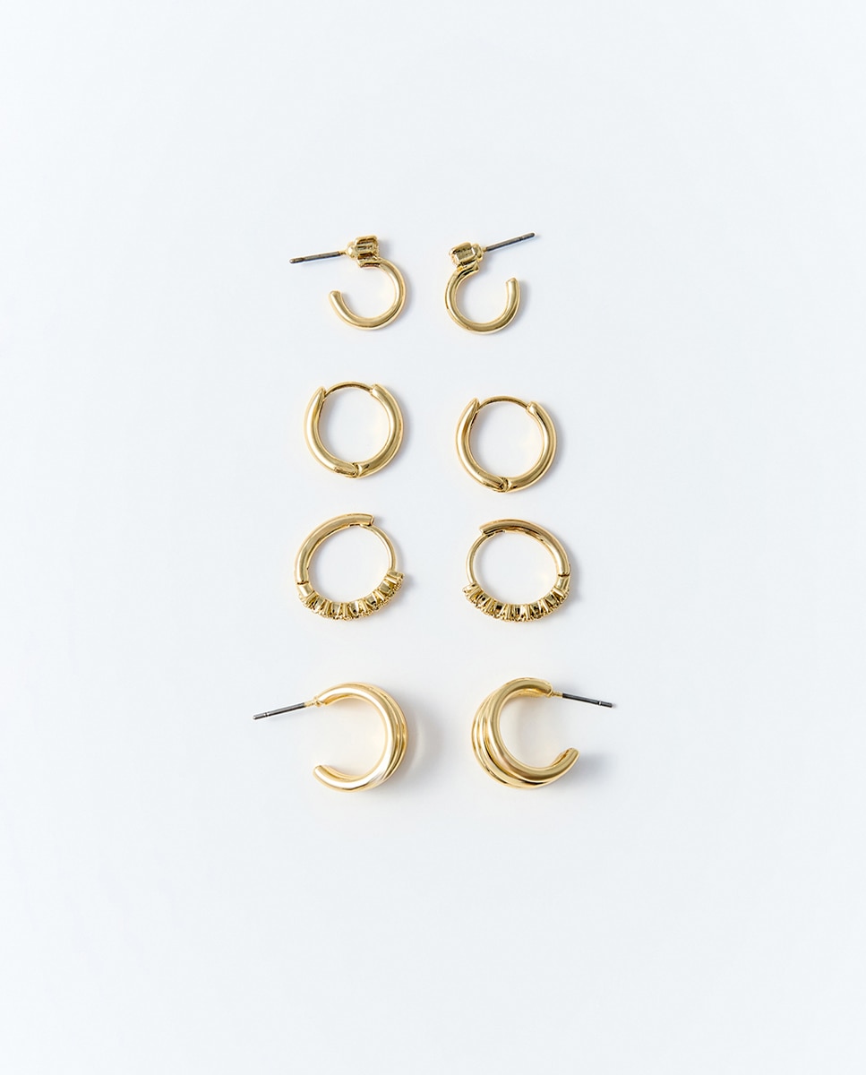 Imagem 0 de Conjunto de 4 Brincos de Argola com Brilhos