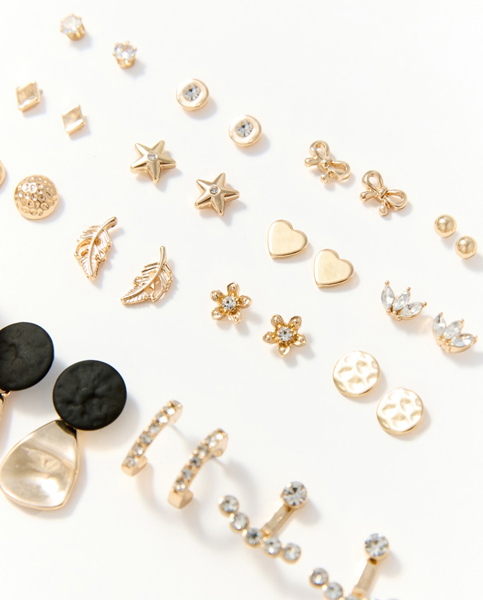 Conjunto de 16 Brincos de Metal 390 Ouro-2