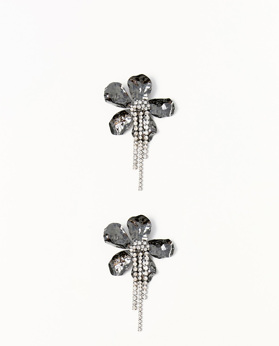 Imagen 0 de Pendientes flor joya Negro
