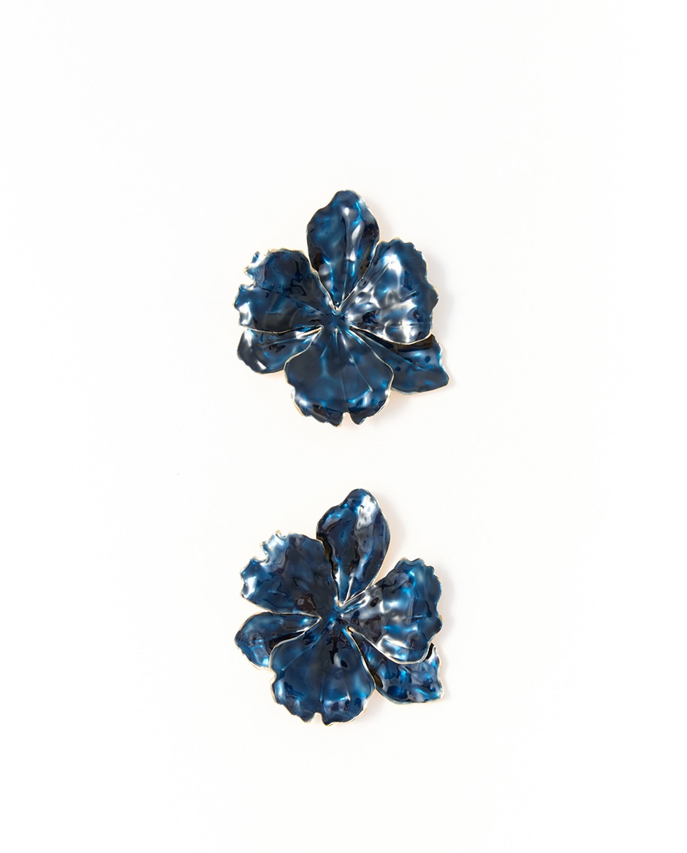 Imagen 1 de Pendientes flor esmalte 430 Azul oscuro