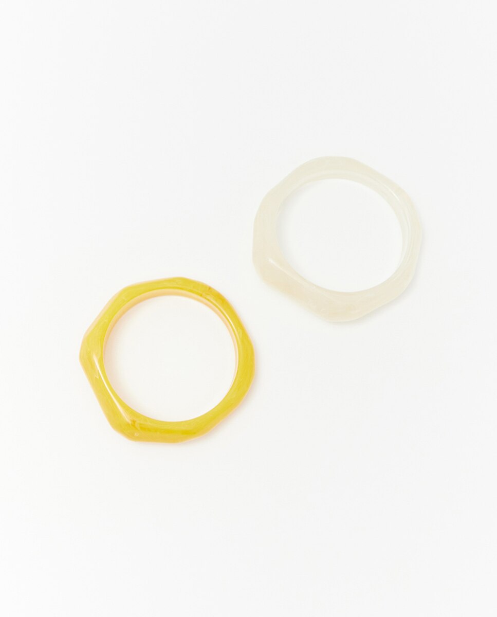 Conjunto de 2 Pulseiras de Resina Amarelo-1