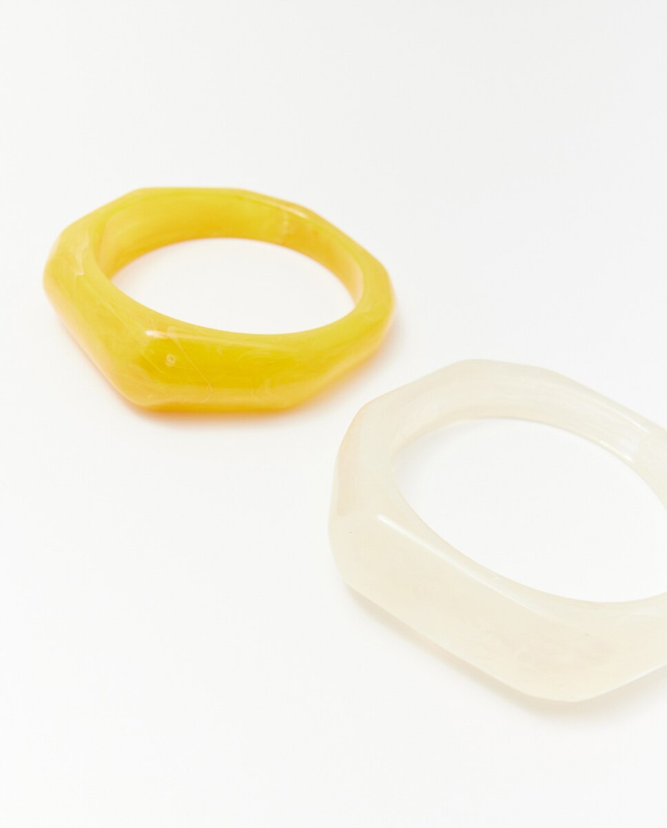 Conjunto de 2 Pulseiras de Resina Amarelo-2
