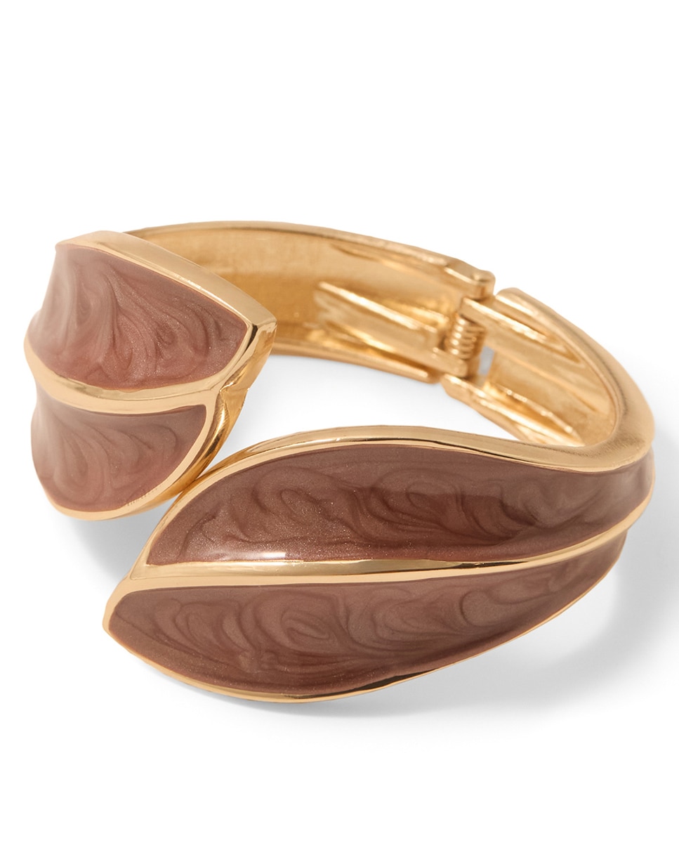 Pulseira com Folha Esmaltada Castanho-2