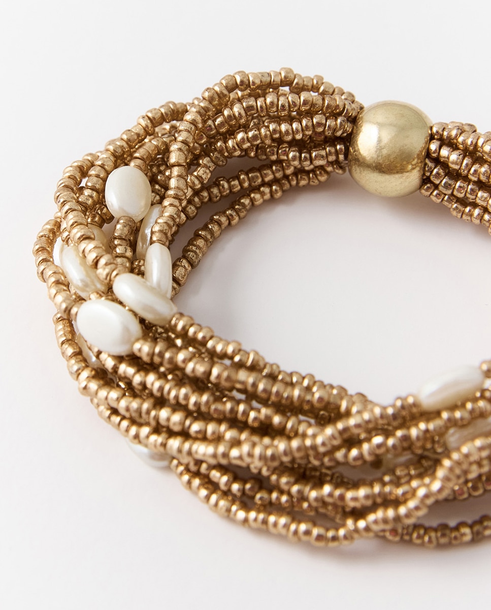Pulseira com Contas Ouro-2