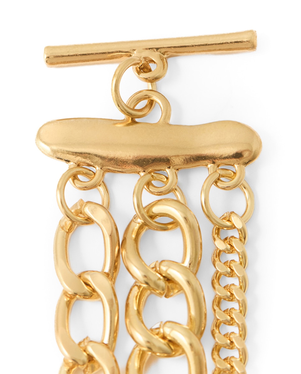 Pulseira Tripla com Elos Ouro-2