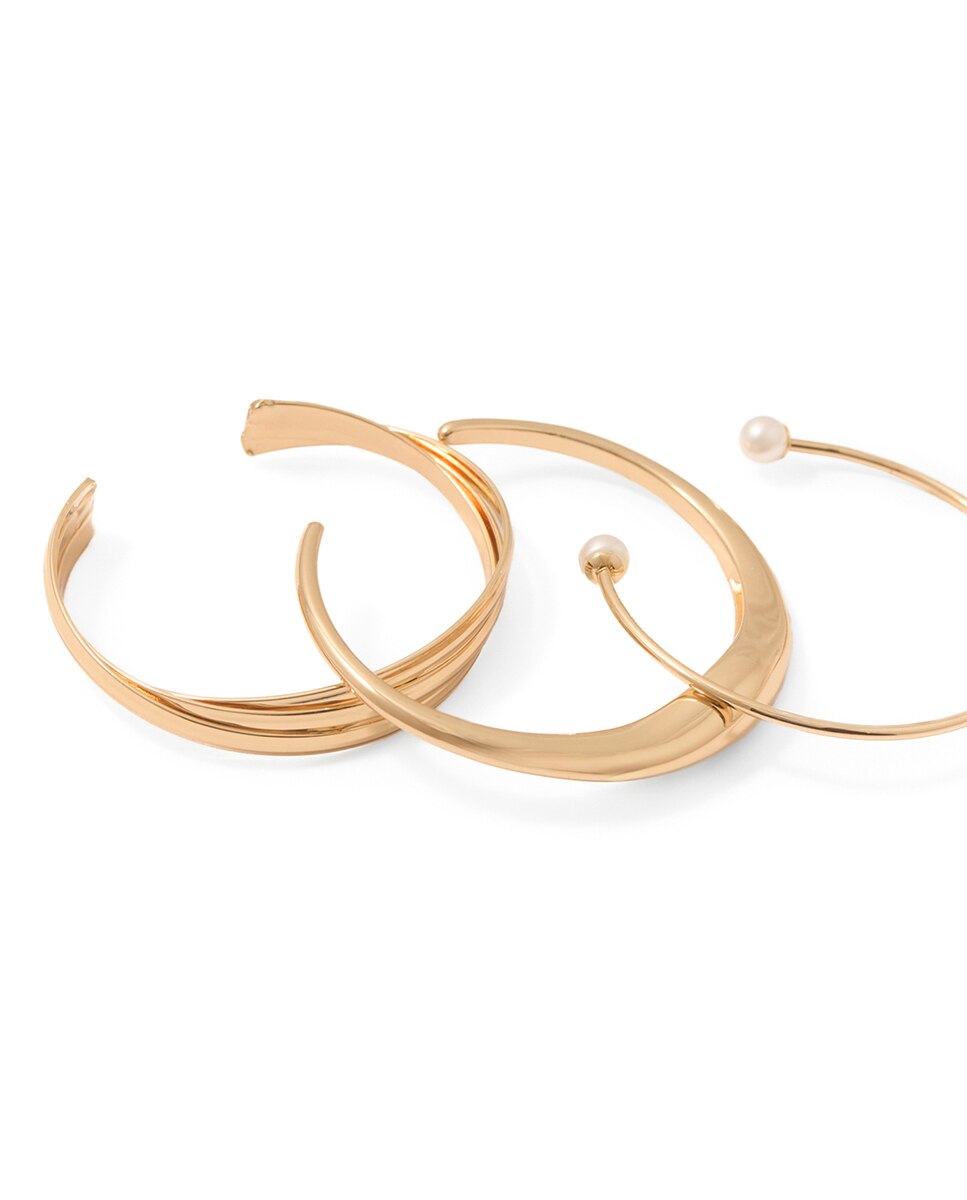 Conjunto de Pulseiras com Pérola Ouro-2