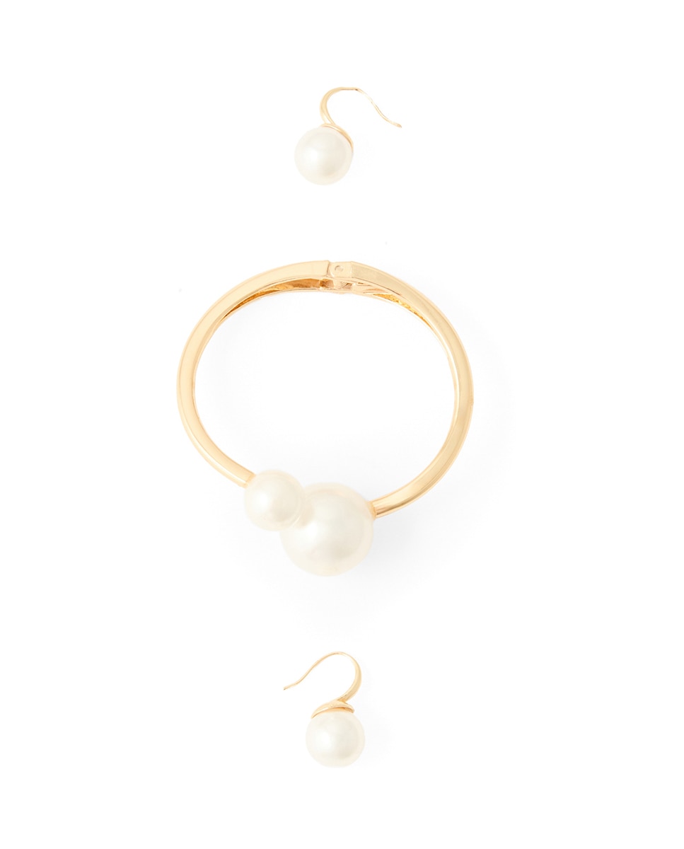 Imagem 0 de Conjunto de Pérolas e Metal