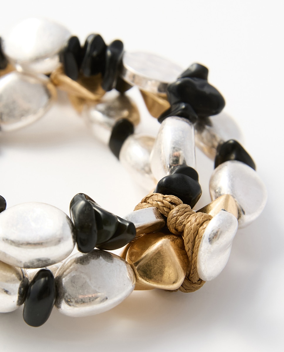 Pulseira Multi-Filas de Metal Castanho-2