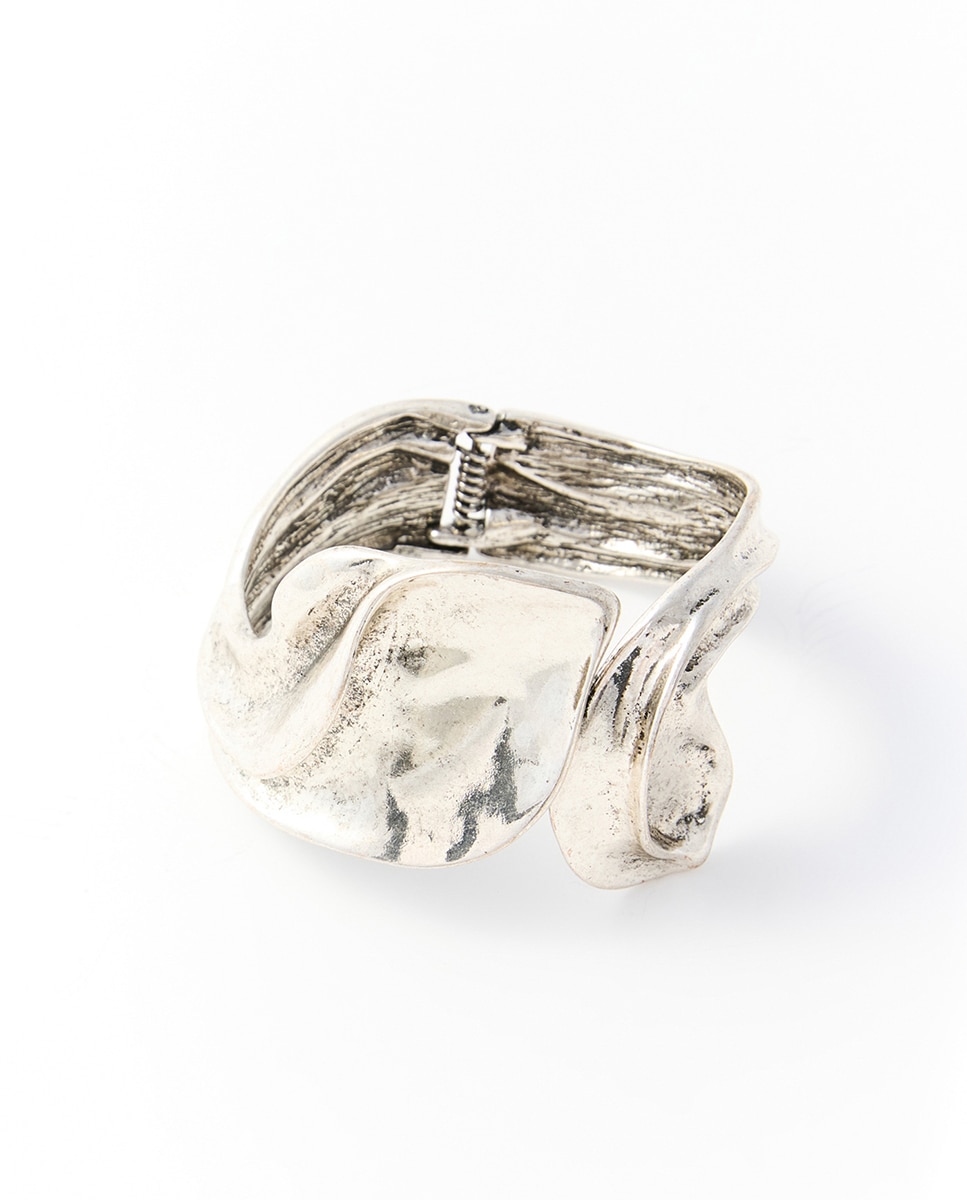 Pulseira Escultórica de Metal Prata-2