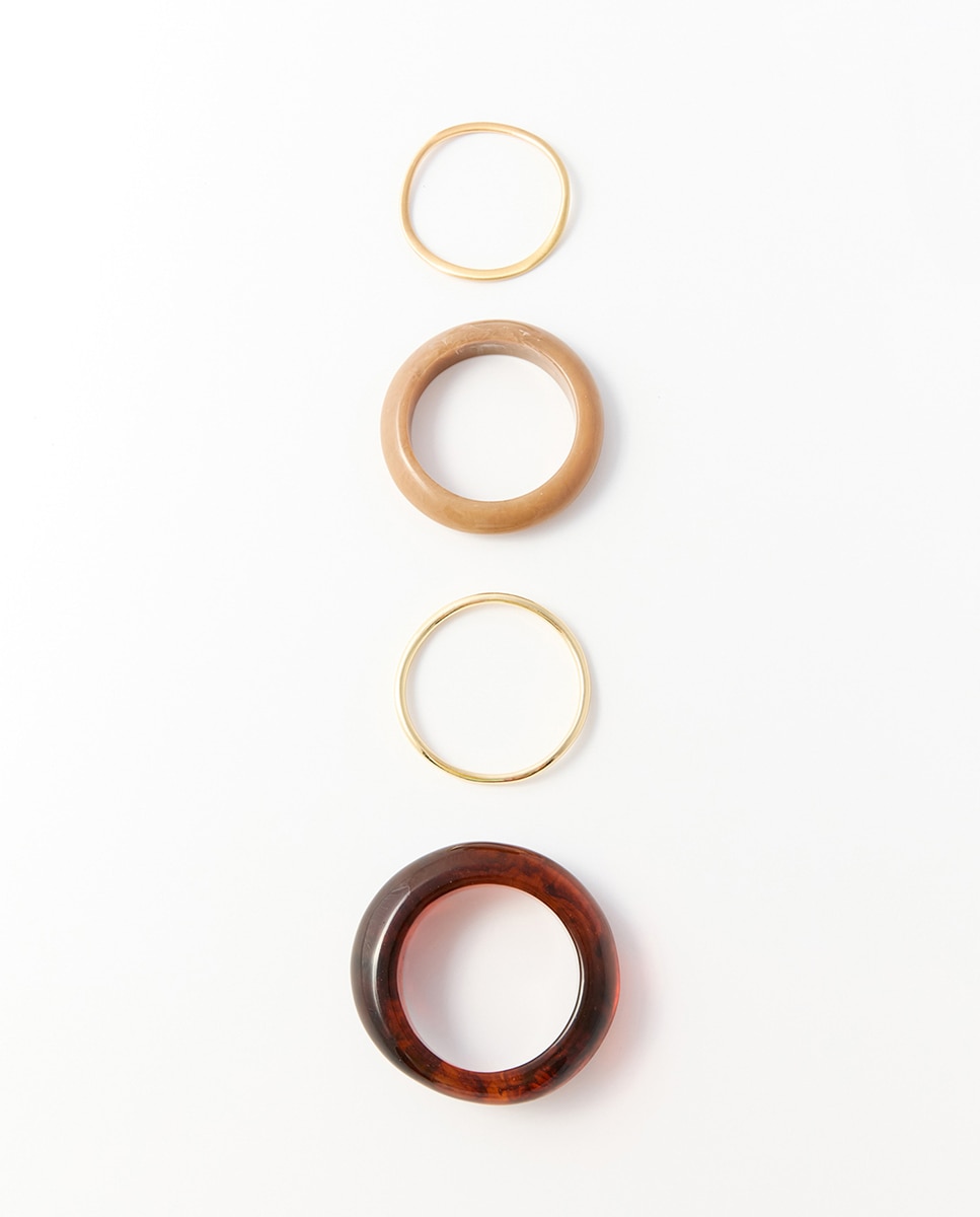 Conjunto de 4 Pulseiras de Resina Castanho-2