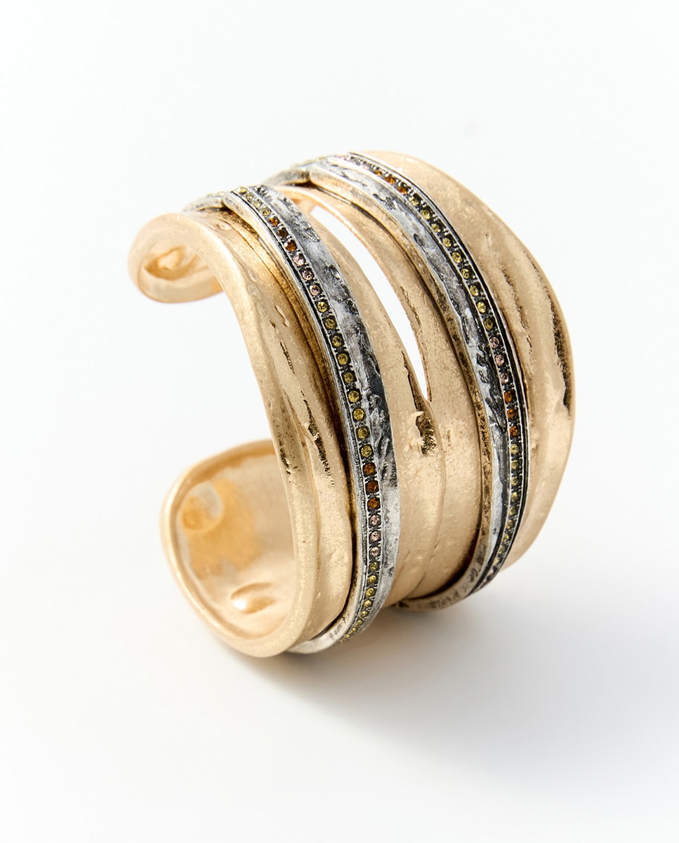 Bracelete Bicolor com Brilhos 391 Ouro Velho-2