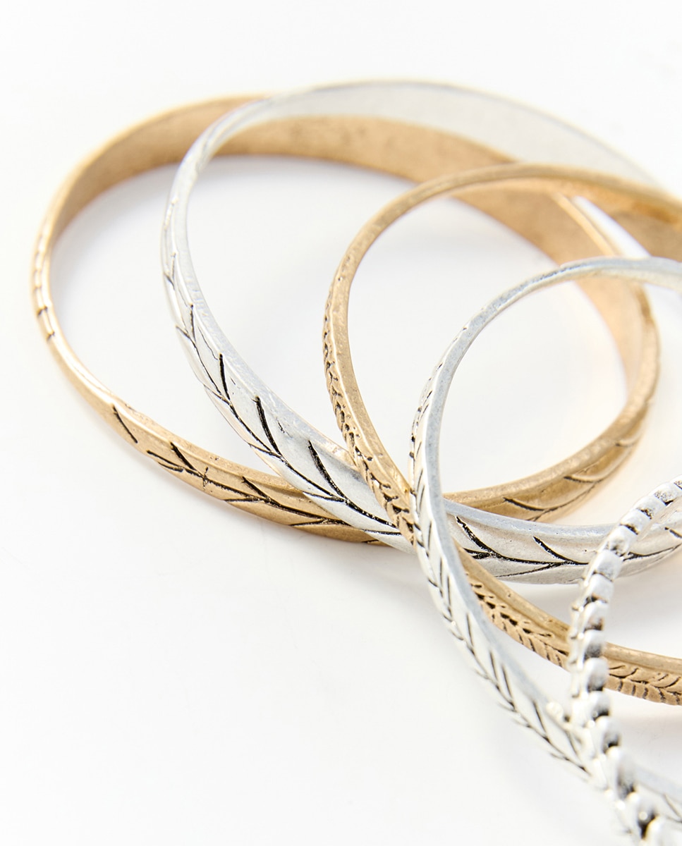 Conjunto de 5 Pulseiras Gravadas Multicolor-2