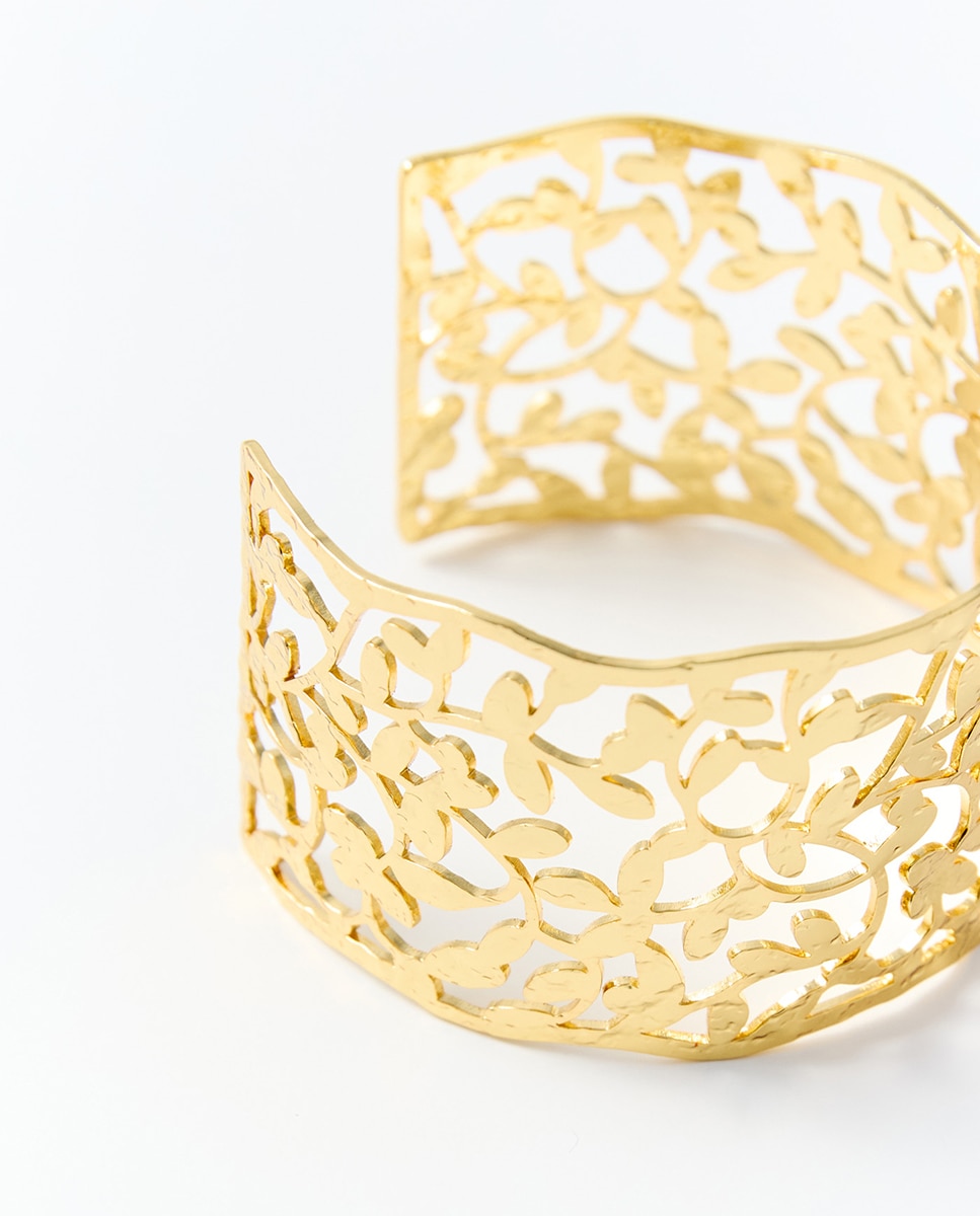 Bracelete de Filigrana com Folhas 390 Ouro-2