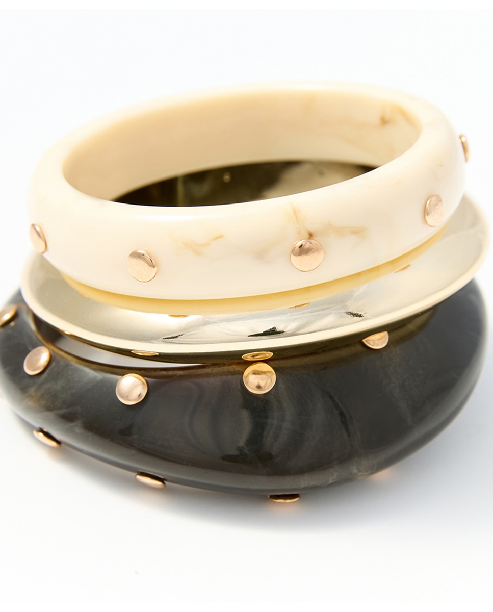 Conjunto de 3 Pulseiras com Tachas Multicolor-2