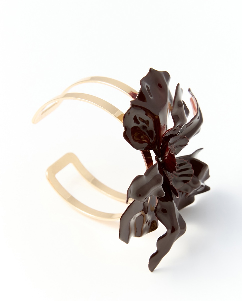 Pulsera flor tropical metálica - Sfera - 291 Berenjena 291 Berenjena-2