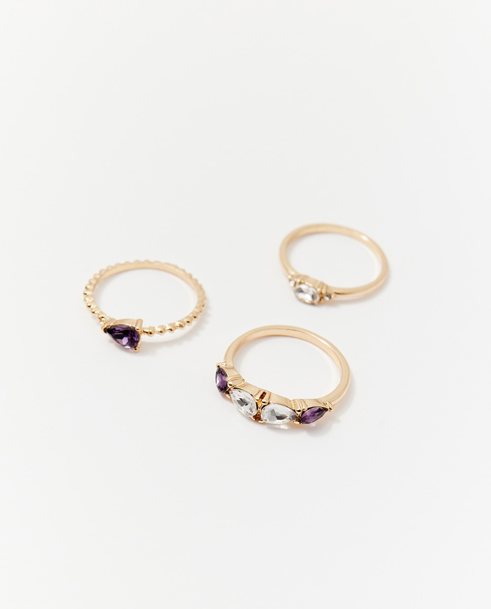 Conjunto de 6 Anéis Delicados Multicolor-3