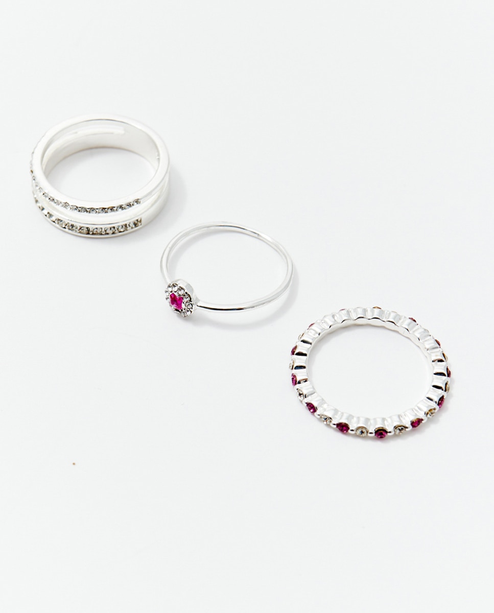Conjunto de Anéis com Zircónias Prata-1
