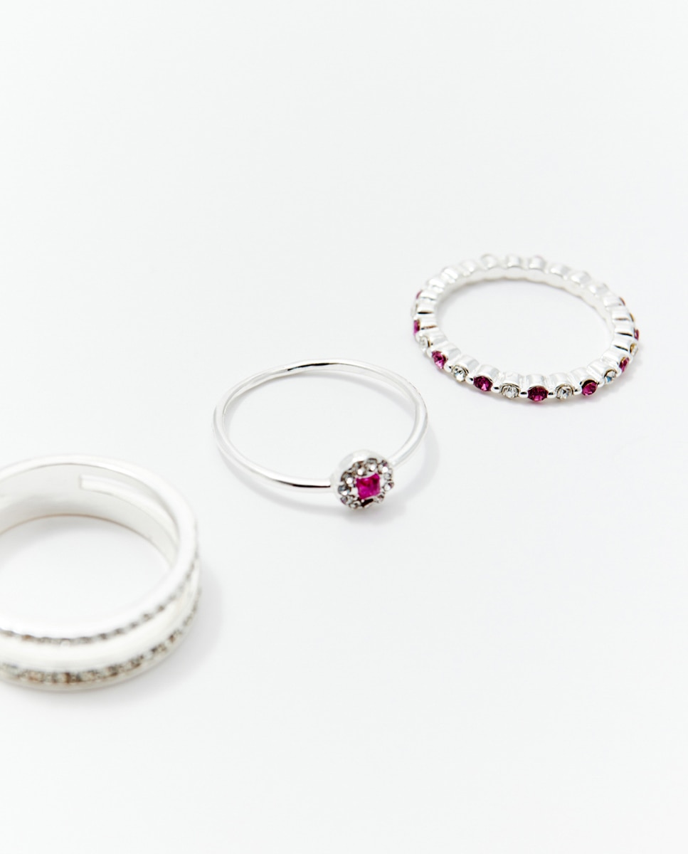 Conjunto de Anéis com Zircónias Prata-2
