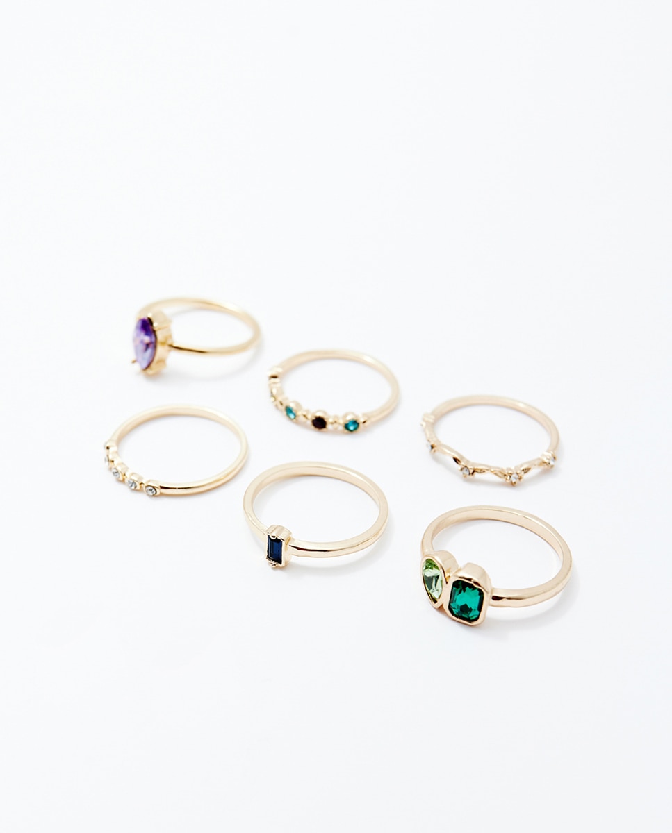 Conjunto de Brincos Delicados com Pedras Multicolor-2