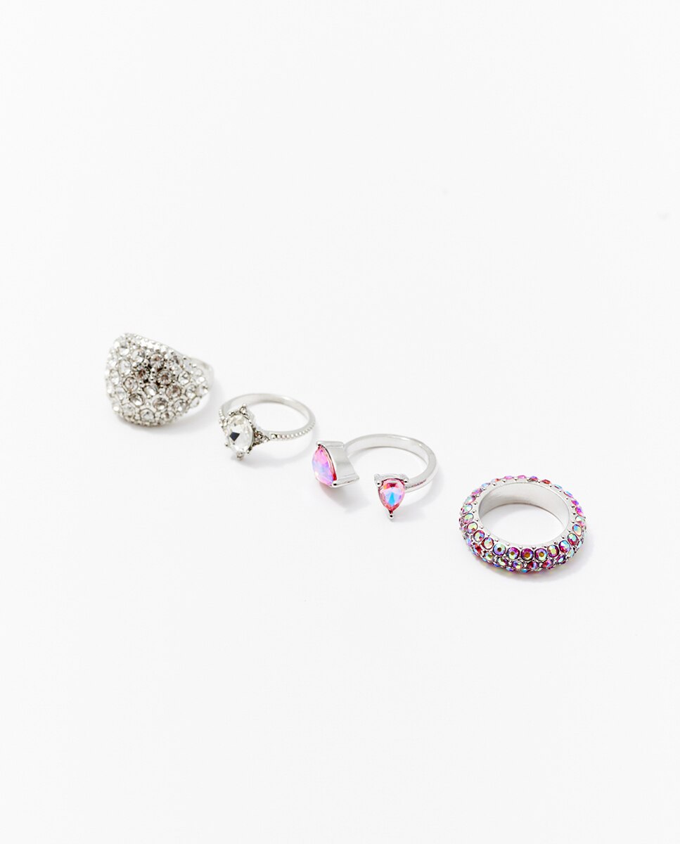 Conjunto de 4 Anéis de Festa Rosa-1