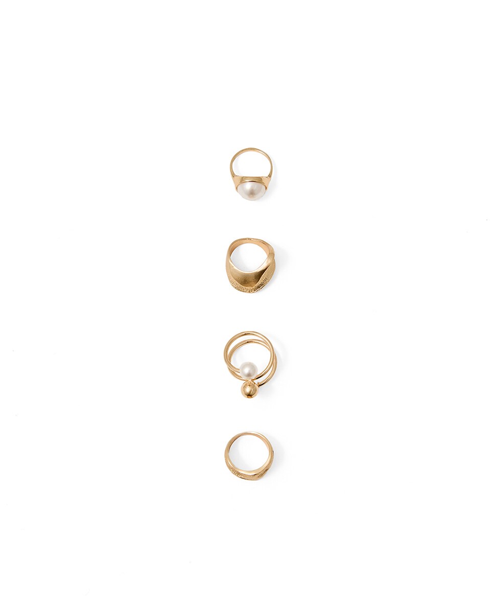 Conjunto de Anéis com Pérolas Ouro-1