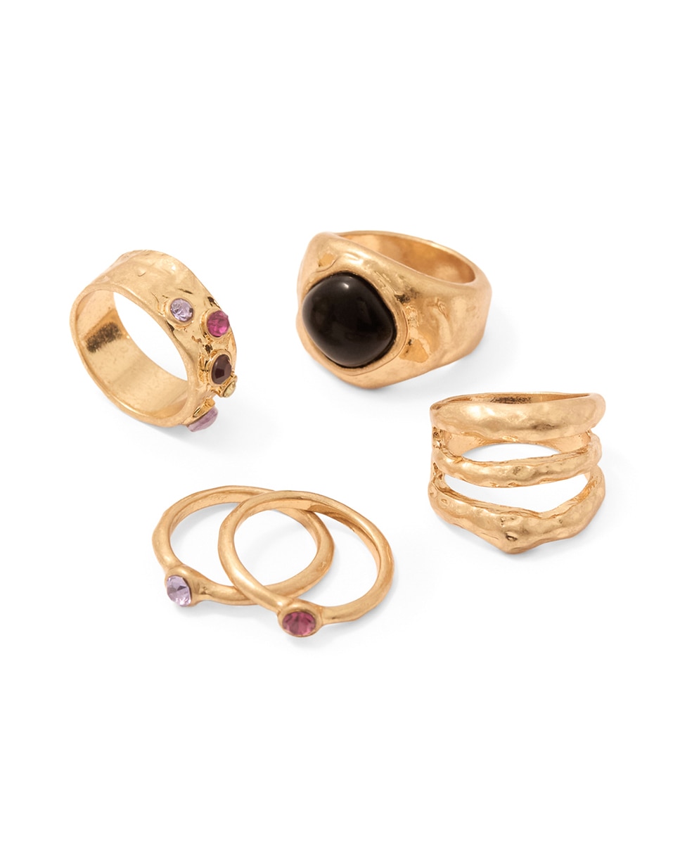 Conjunto de Anéis Martelados Multicolor-2