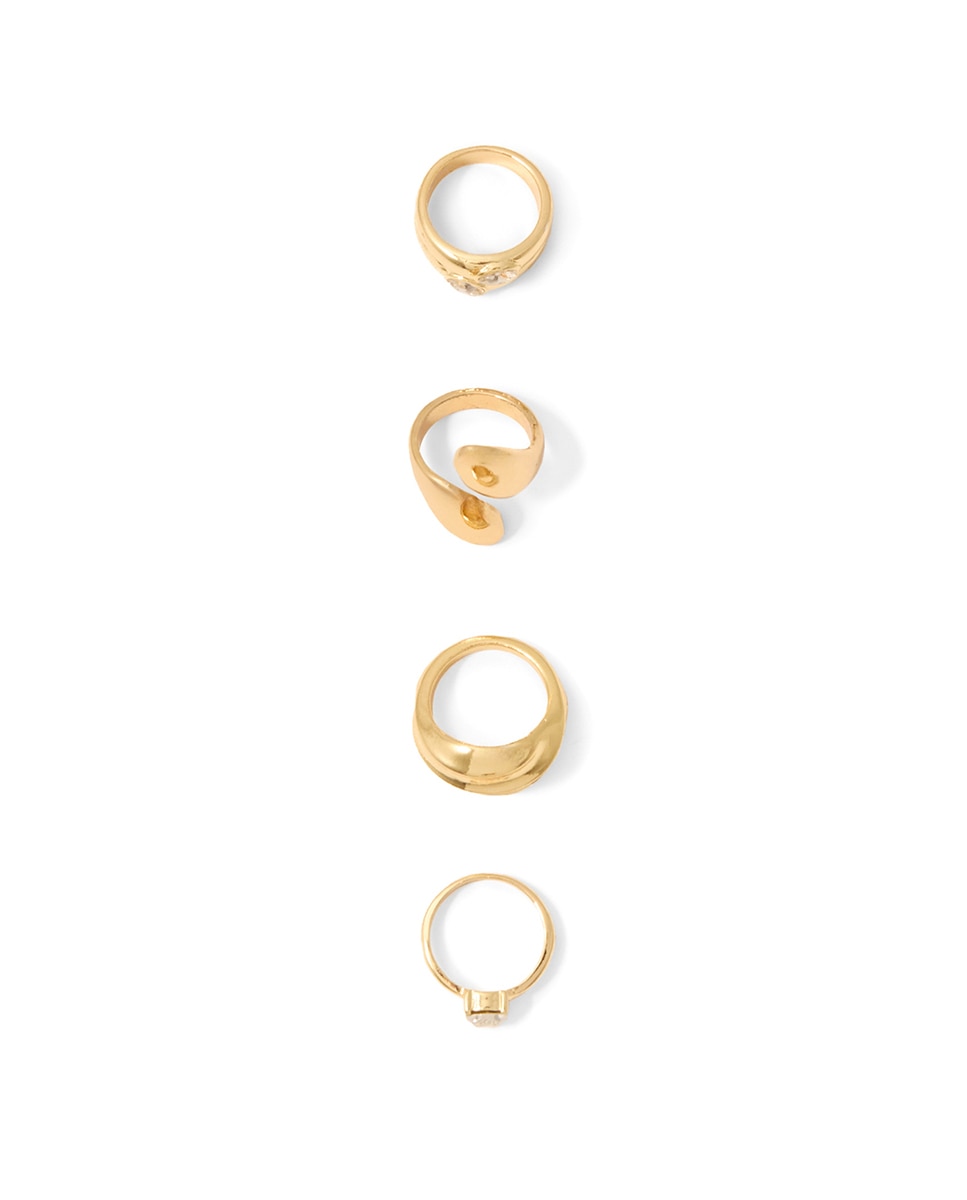 Conjunto de Anéis com Brilho Ouro-1