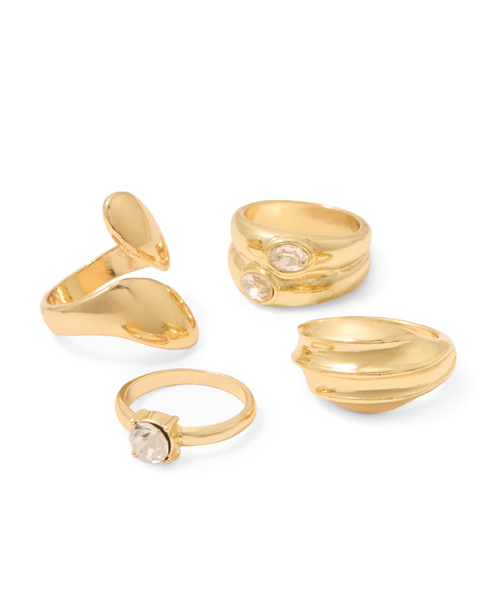 Conjunto de Anéis com Brilho Ouro-2