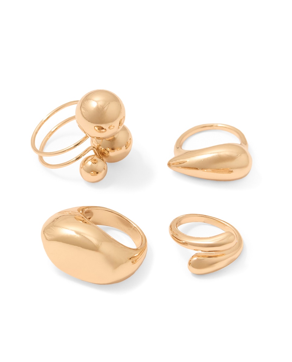 Conjunto de 4 Anéis de Metais Ouro-2