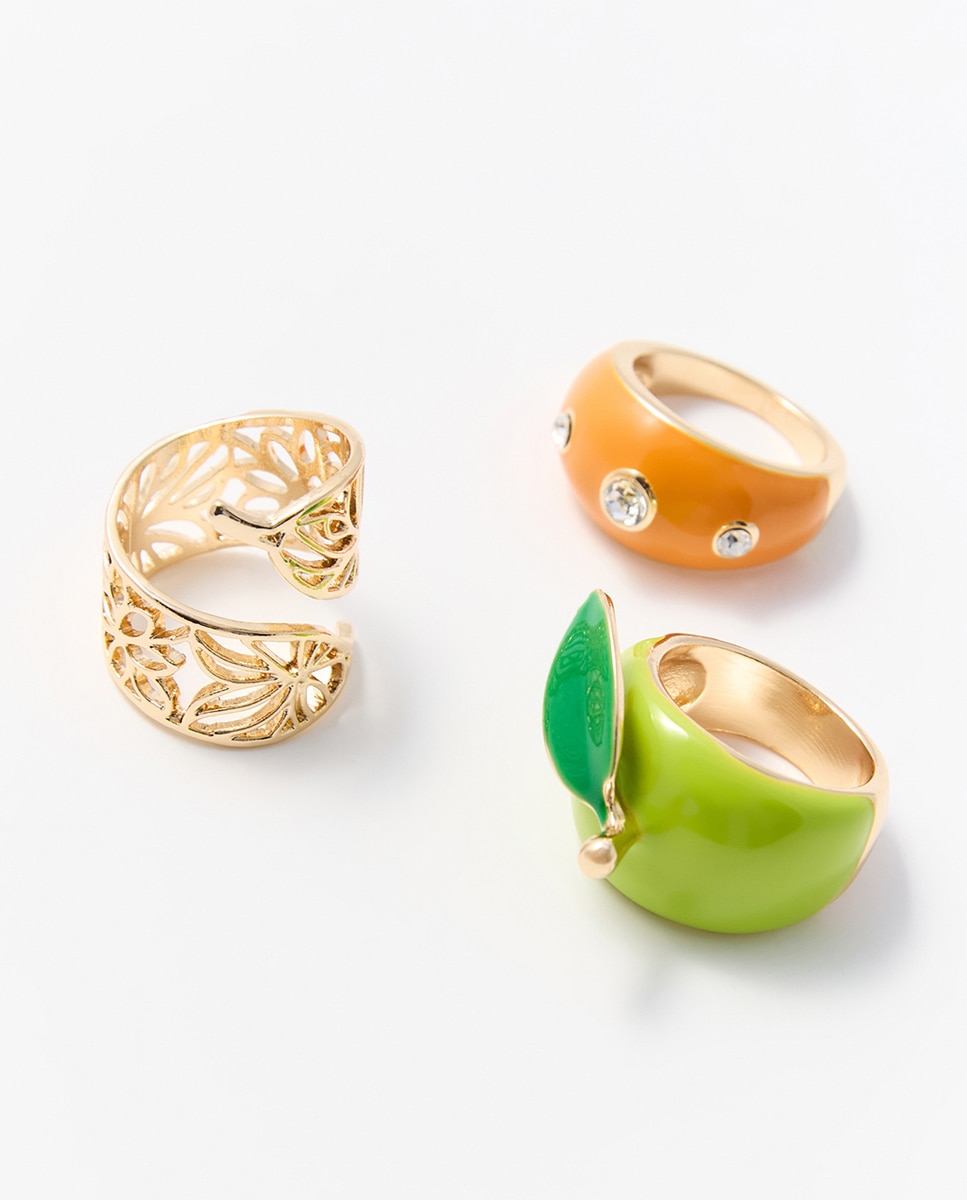 Conjunto Triplo de Frutas Multicolor-2