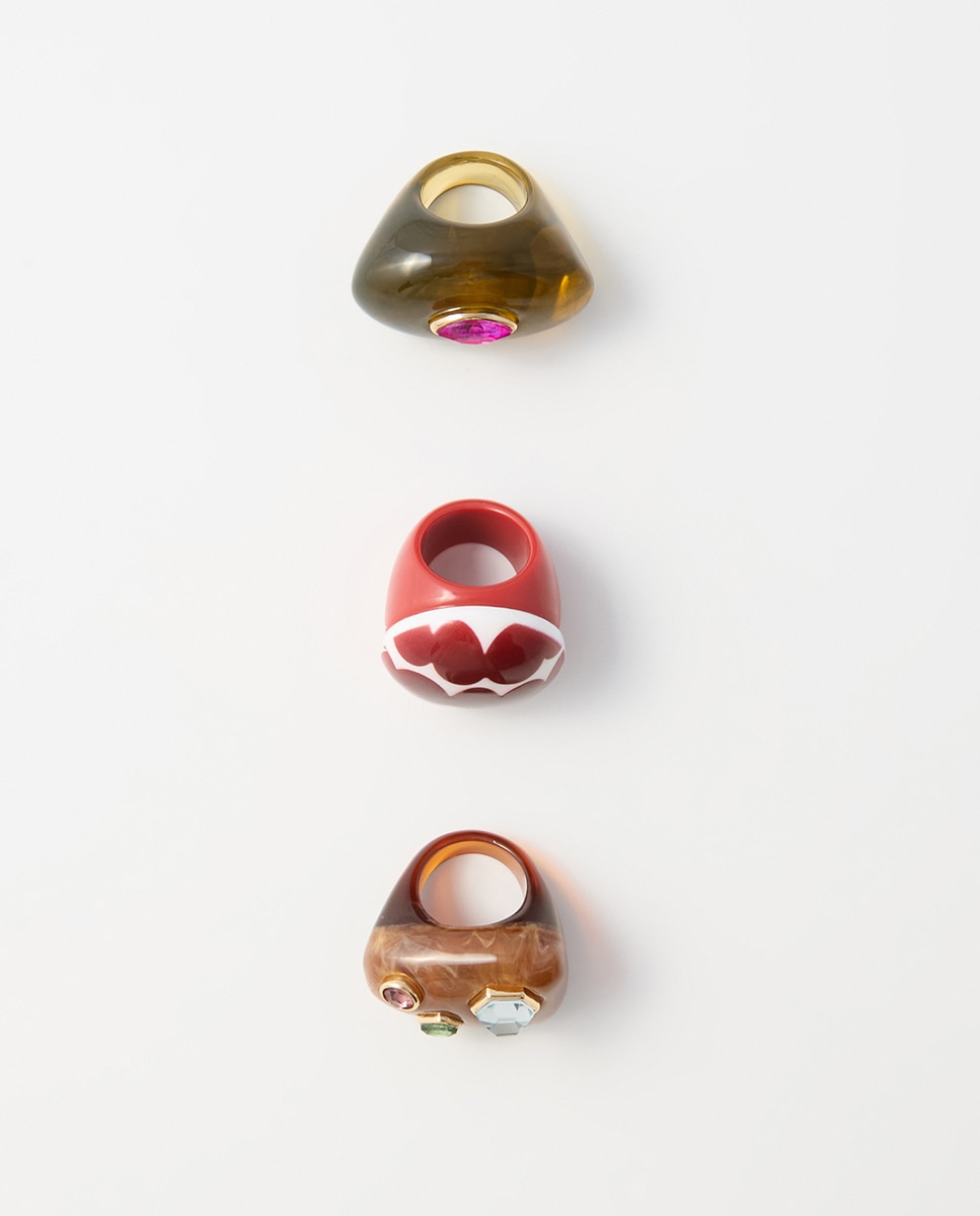 Imagem 0 de Conjunto de Anéis Grandes de Resina