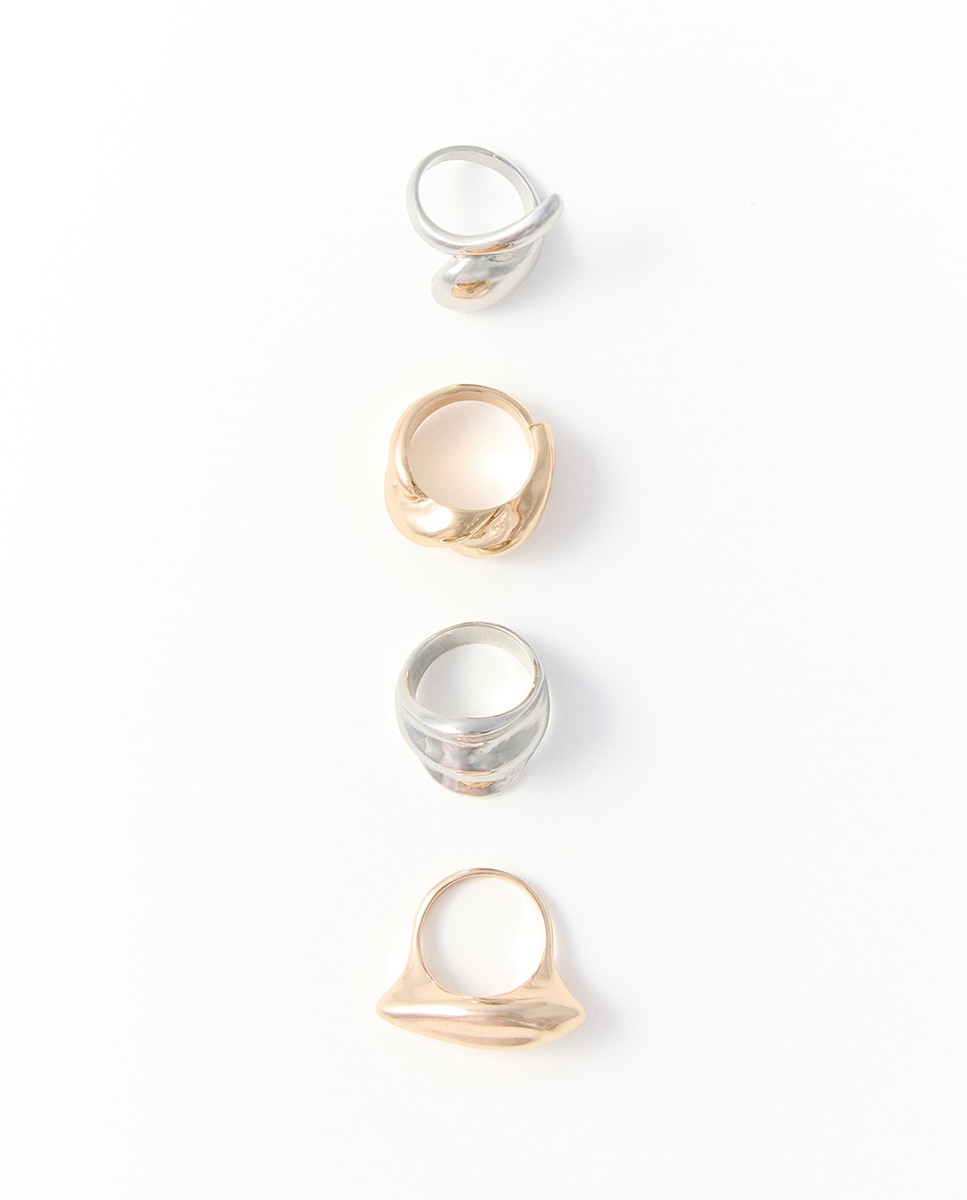 Conjunto de 4 Anéis de Metal Multicolor-2
