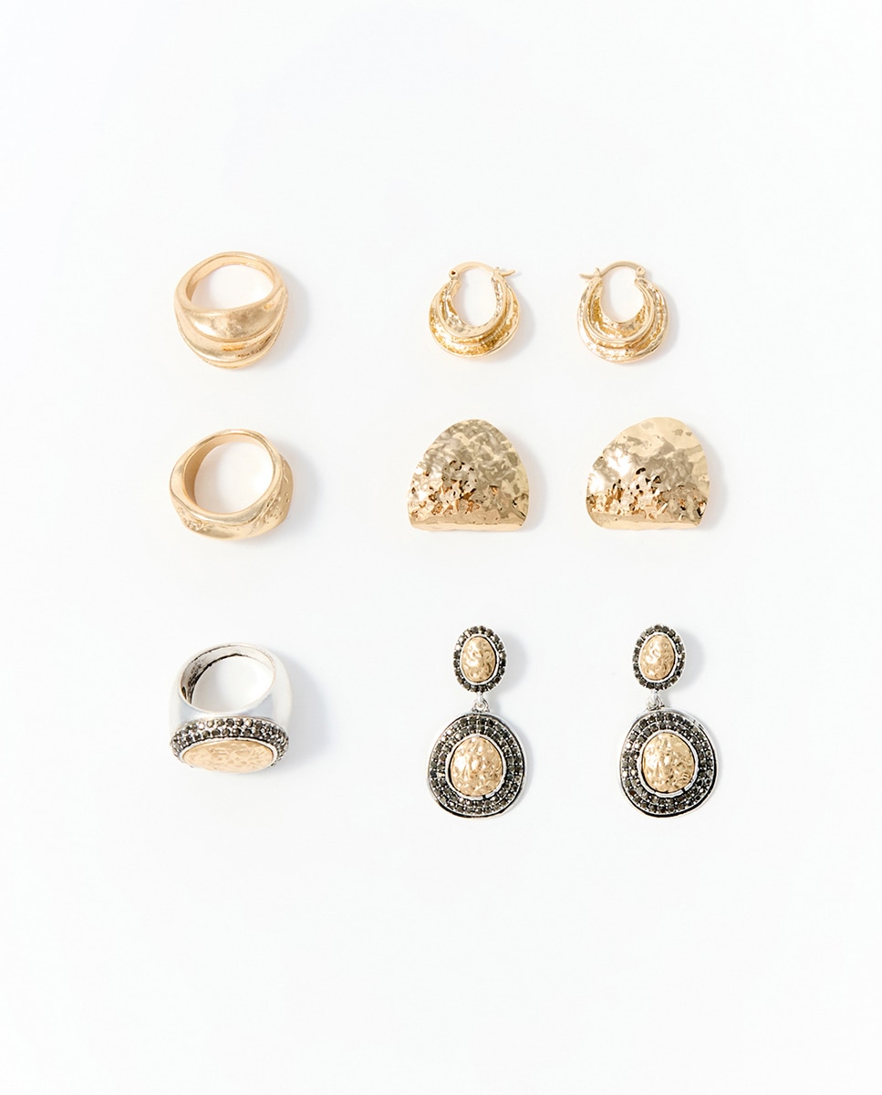 Imagen 0 de Conjunto anillo triple bicolor