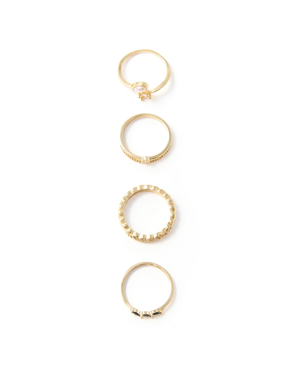 Imagem 0 de Conjunto de 4 Anéis com Pérolas