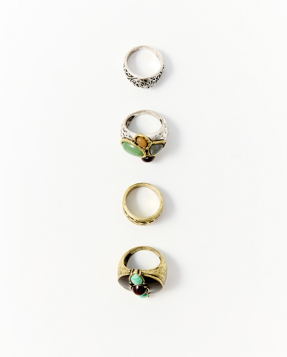 Imagen 0 de Set 4 maxi anillos piedras