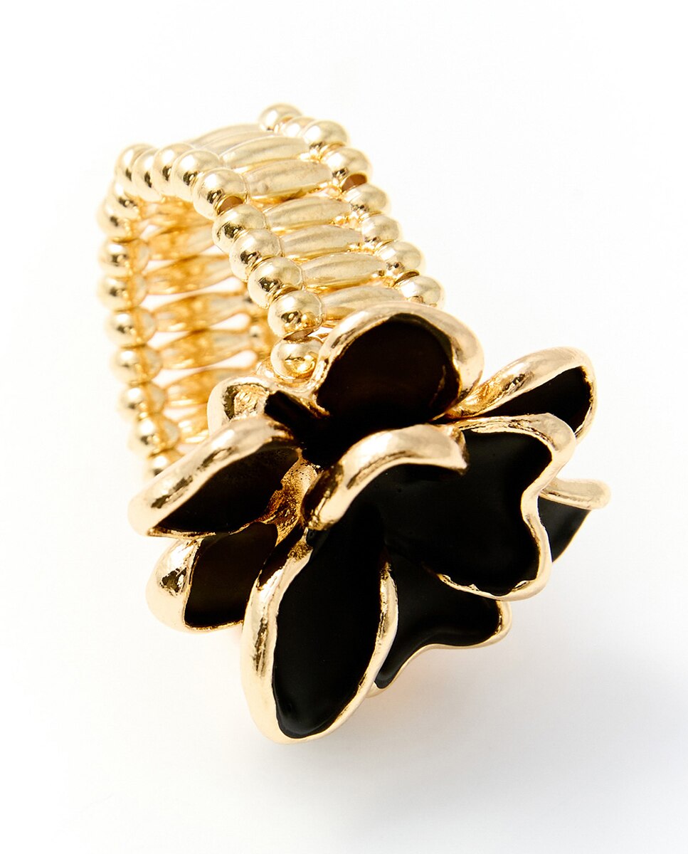 Conjunto de Anel Floral Preto-3
