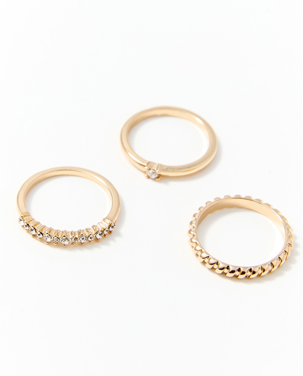 Conjunto de 6 Anéis Românticos 390 Ouro-2