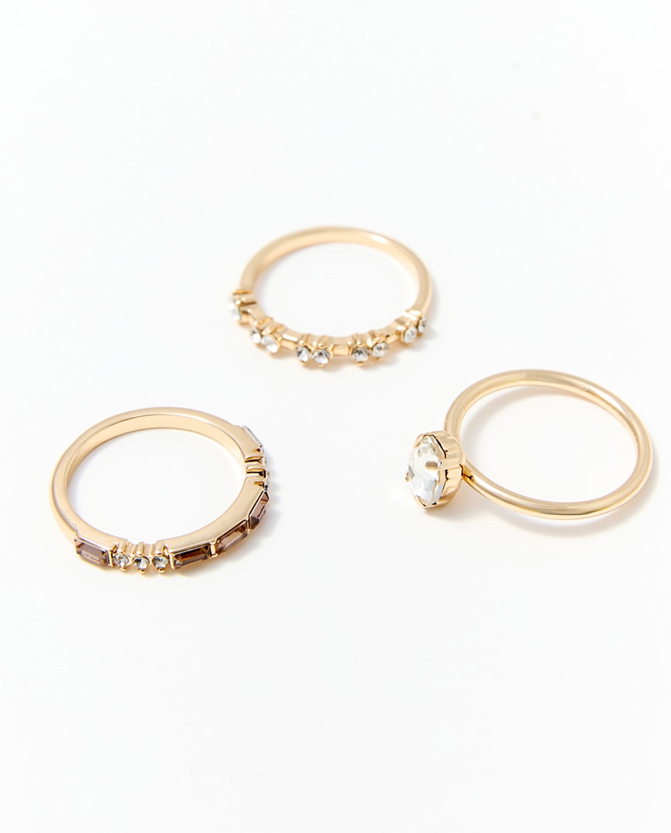 Conjunto de 6 Anéis Românticos 390 Ouro-3
