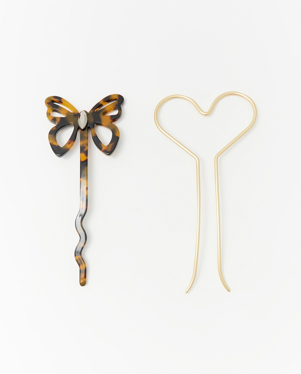 Conjunto de Alfinetes Borboleta Ouro-1