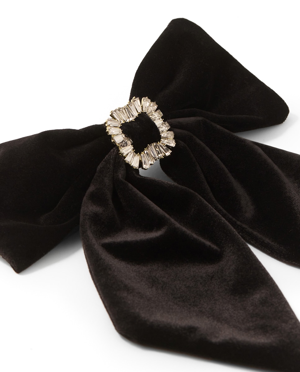 Laço de Veludo com Pregadeira Preto-2