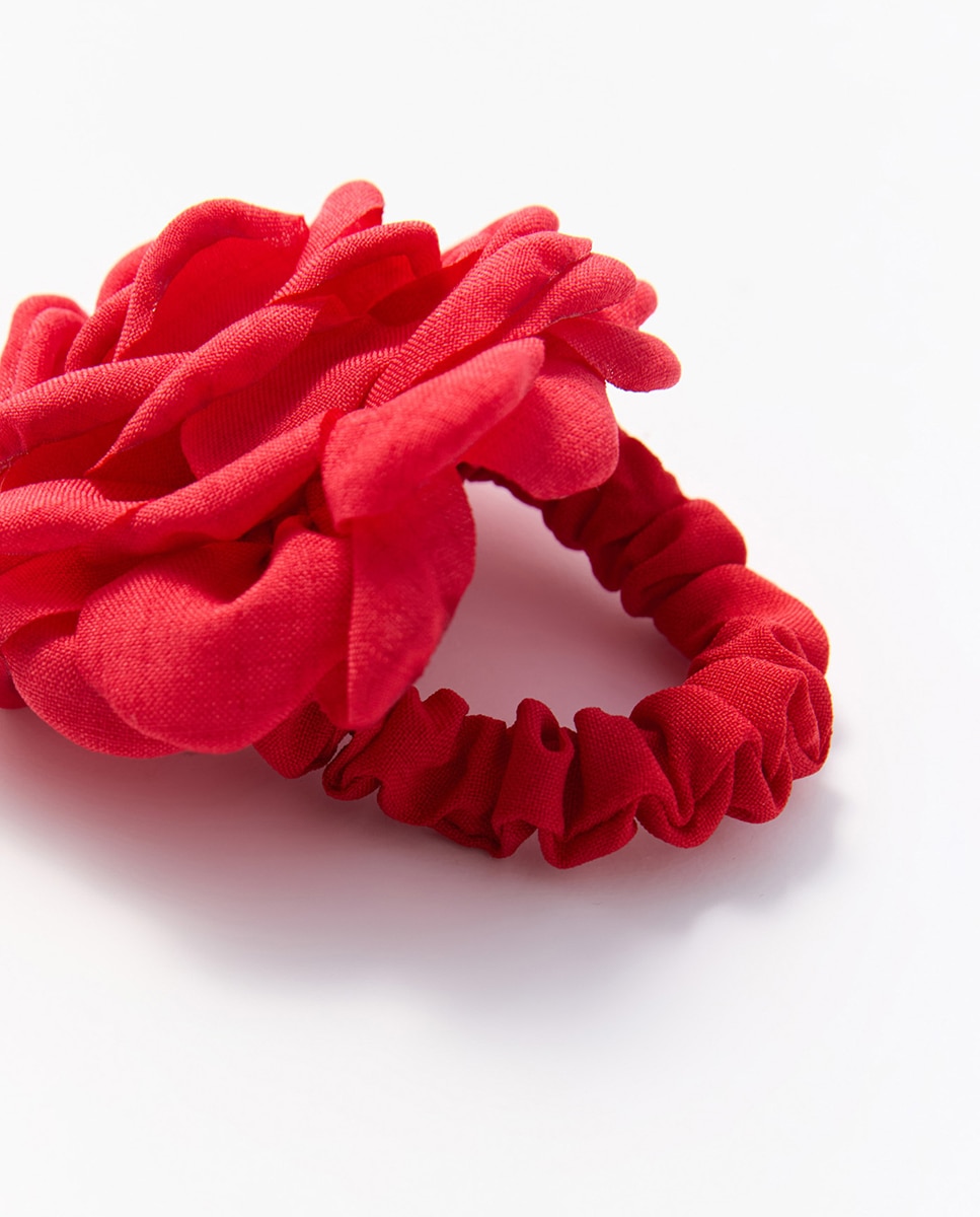 Elástico Grande Flor Têxtil Vermelho-2