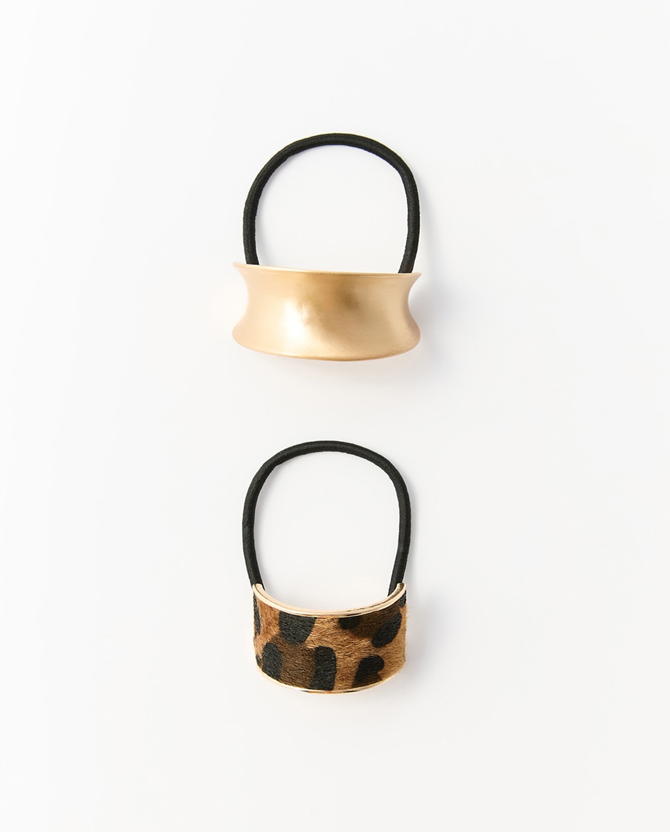 Imagem 0 de Conjunto de 2 Elásticos com Metal Leopardo