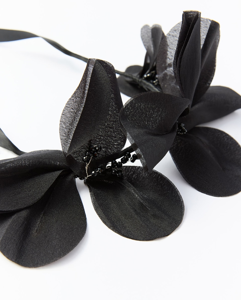 Bandolete Floral Multiposições Preto-2