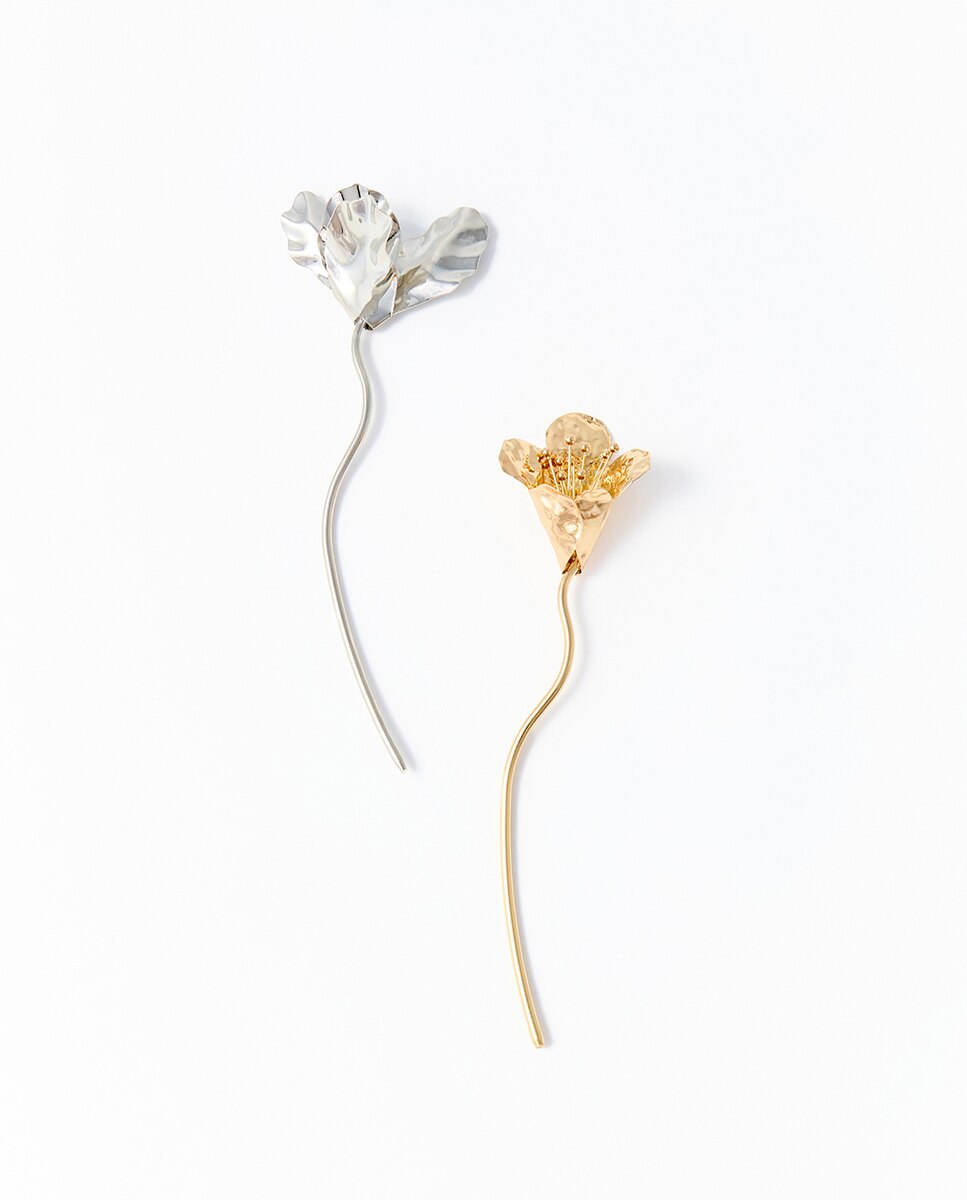 Imagem 0 de Conjunto 2 Ganchos com Flor de Metal