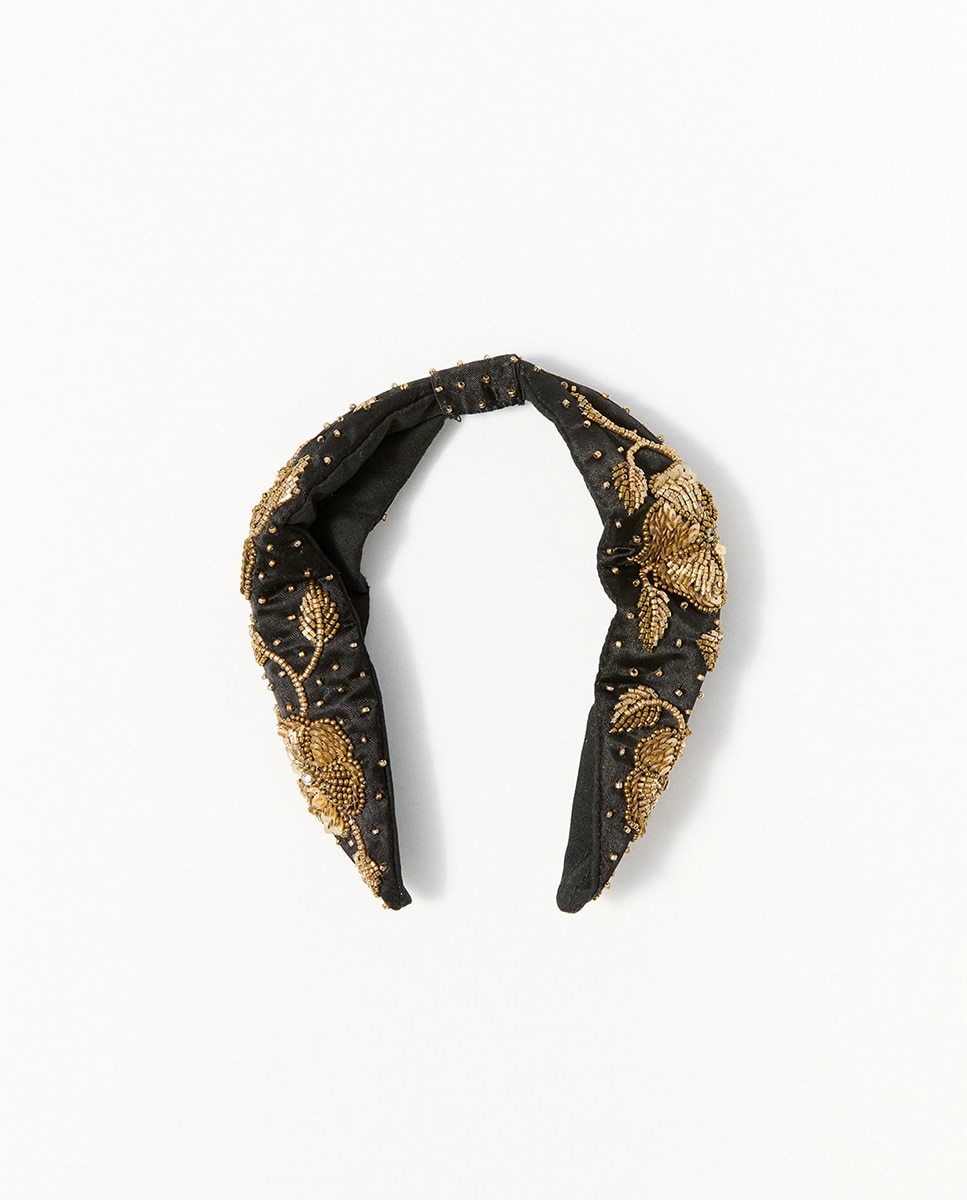 Imagen 0 de Diadema floral bordada Negro