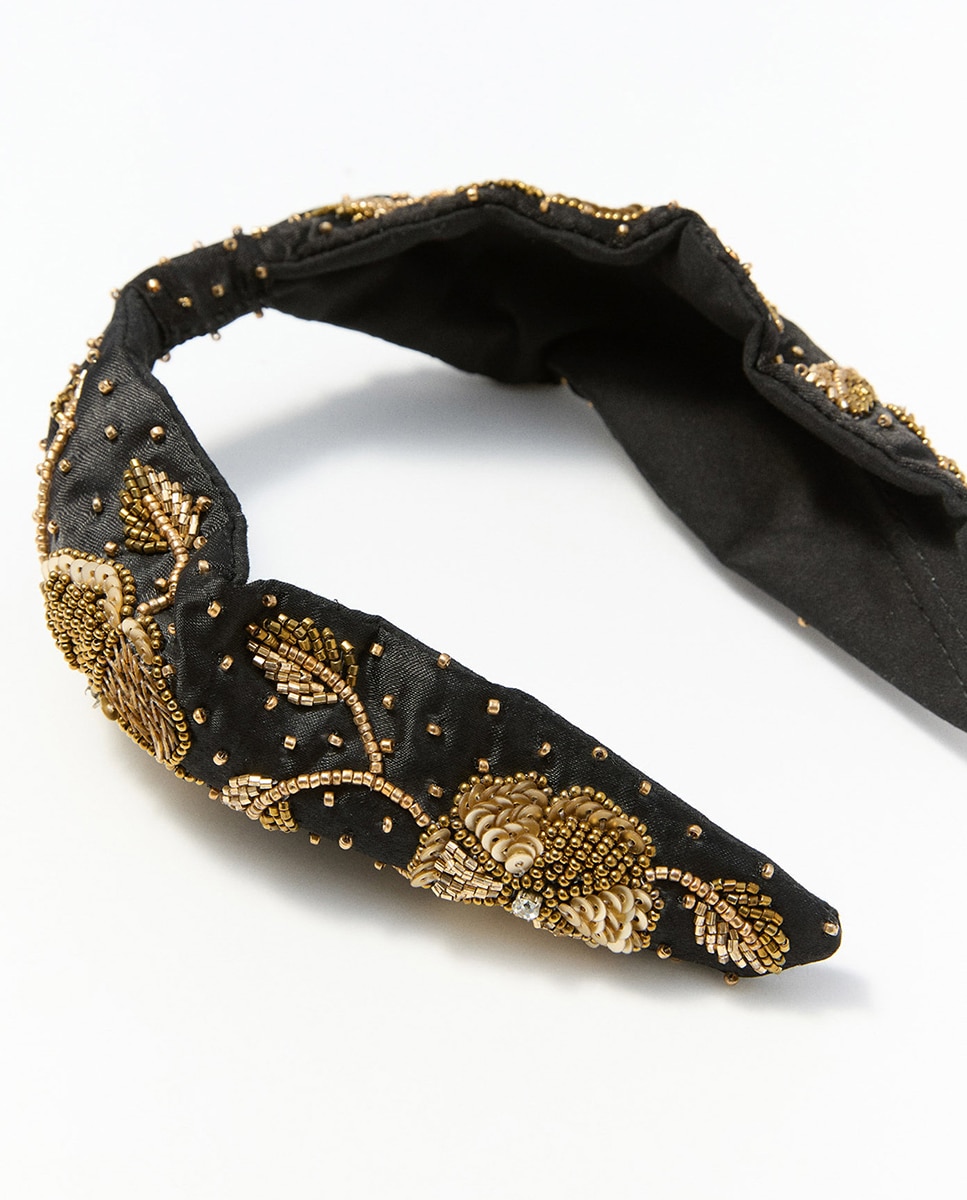 Diadema floral bordada - Sfera - Negro Negro-2