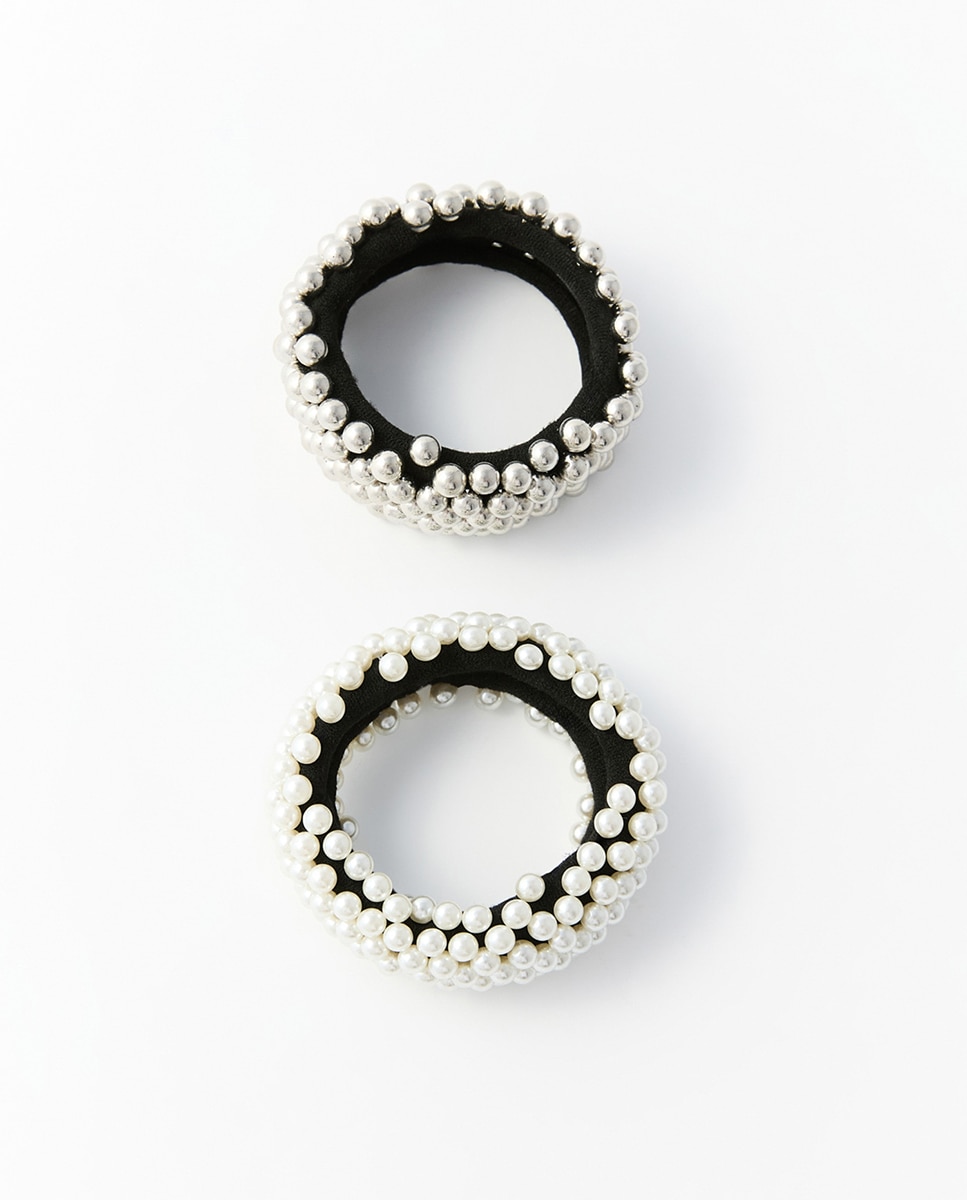 Imagen 0 de Set 2 gomas perlas metal Negro