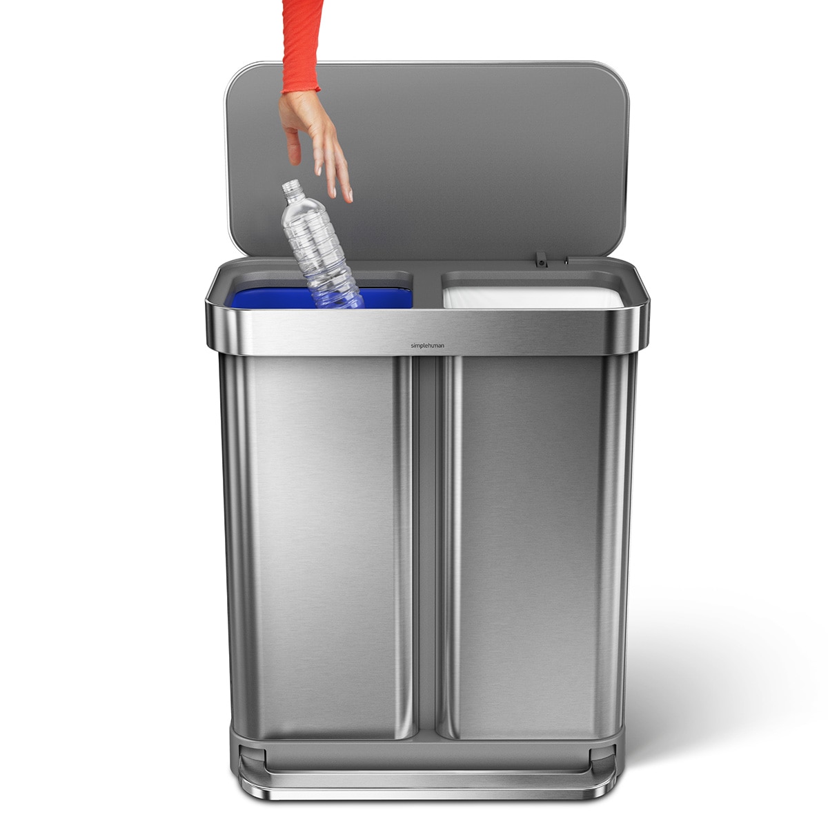 Balde do Lixo para Reciclagem 34+24L Simplehuman Aço fosco-2