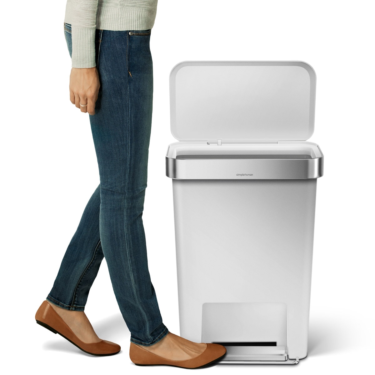 Balde do lixo com pedal 45L Simplehuman Branco-4