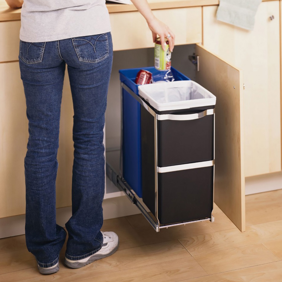 Balde do lixo para reciclar extraível 20+15L Simplehuman Aço-3